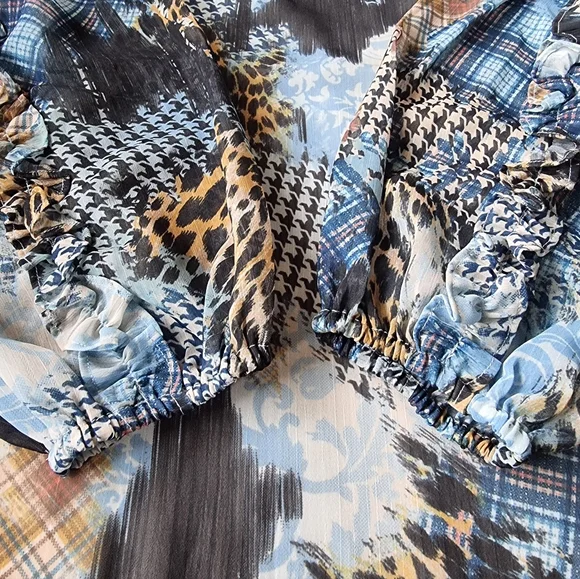 Northern Reflections Women's Multi-Patterned Boho Ruffled Flowy Top - Picture 6 of 11